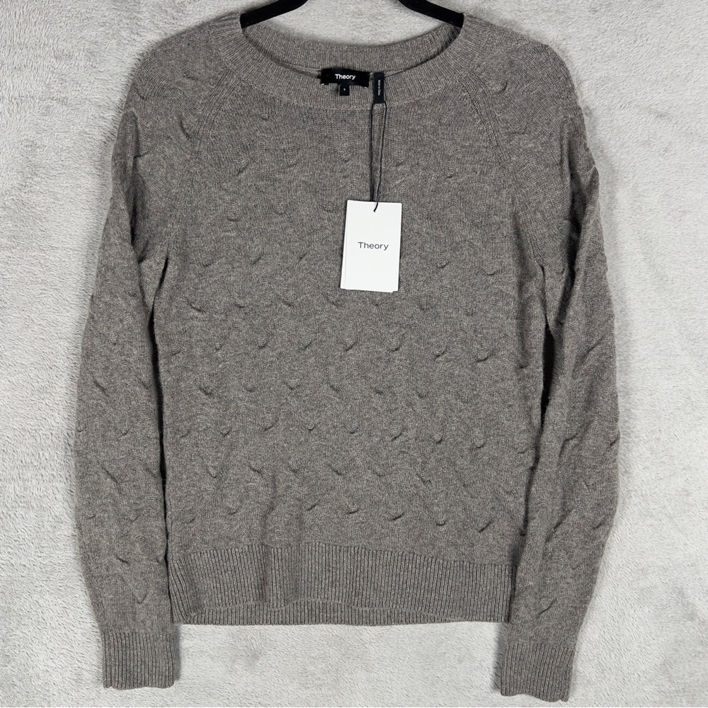 Theory Tucked Soft Knit Cashmere Sweater Women's Small‎ Warm Heather Gray NWT